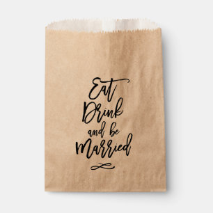 Chic Hand Lettered Wedding Eat Drink Be Married Favour Bags