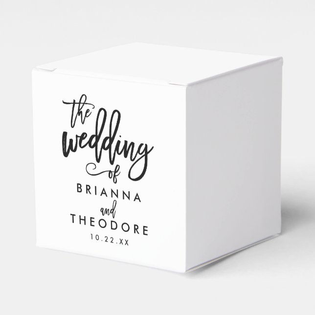 Chic Hand Lettered Wedding Favour Box (Front Side)
