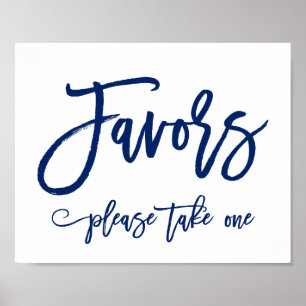 Chic Hand Lettered Wedding Favours Sign Navy