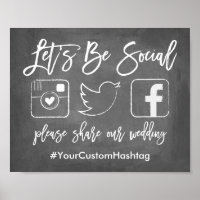 Chic Hand Lettered Wedding Hashtag Chalkboard Sign