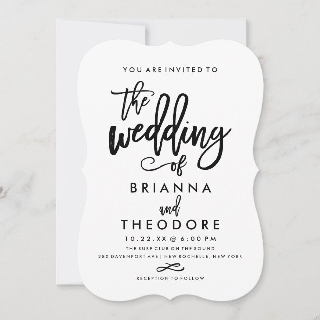 Chic Hand Lettered Wedding Invitation (Front)