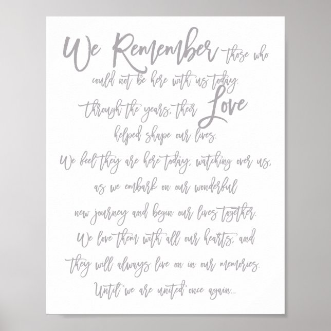 Chic Hand Lettered Wedding Memorial Sign (Front)