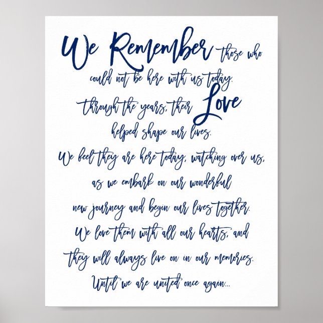 Chic Hand Lettered Wedding Memorial Sign (Front)