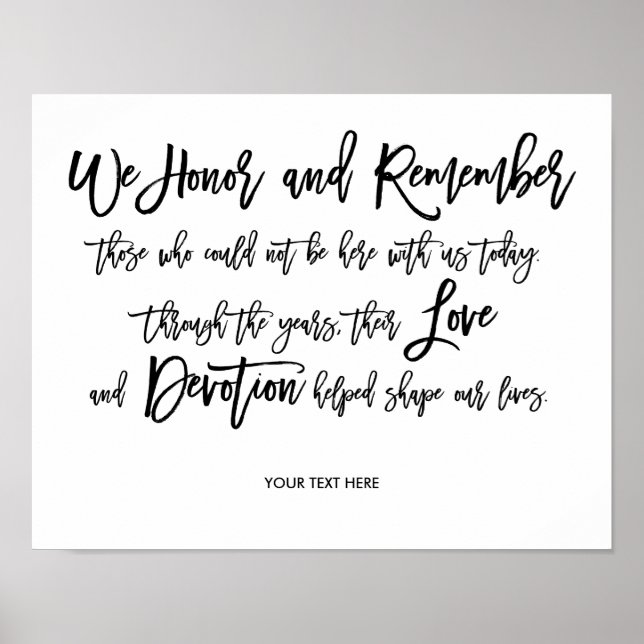 Chic Hand Lettered Wedding Memorial Sign (Front)