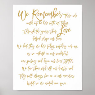 Chic Hand Lettered Wedding Memorial Sign Gold
