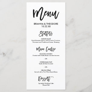 Chic Hand Lettered Wedding Menu