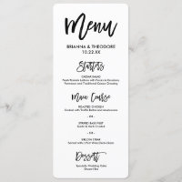 Chic Hand Lettered Wedding Menu