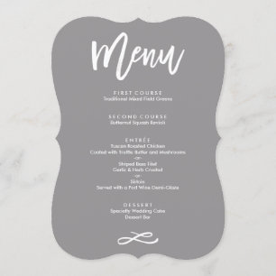 Chic Hand Lettered Wedding Menu Grey