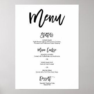 Chic Hand Lettered Wedding Menu Poster