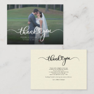 Chic Hand-Lettered Wedding Photo Thank You Card