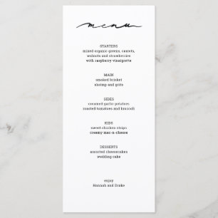 Chic Hand Lettered Wedding Reception Menu
