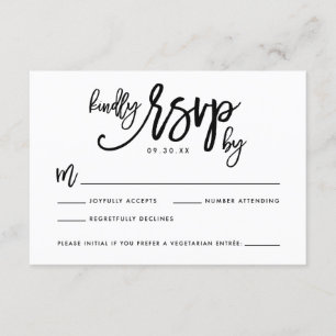 Chic Hand Lettered Wedding RSVP Card