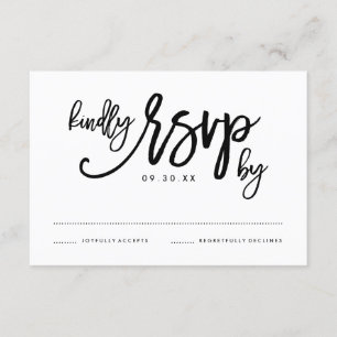 Chic Hand Lettered Wedding RSVP Card
