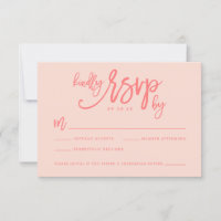 Chic Hand Lettered Wedding RSVP Card | Coral
