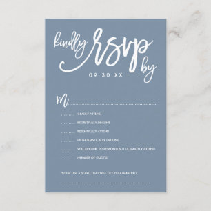 Chic Hand Lettered Wedding RSVP Dusty Blue