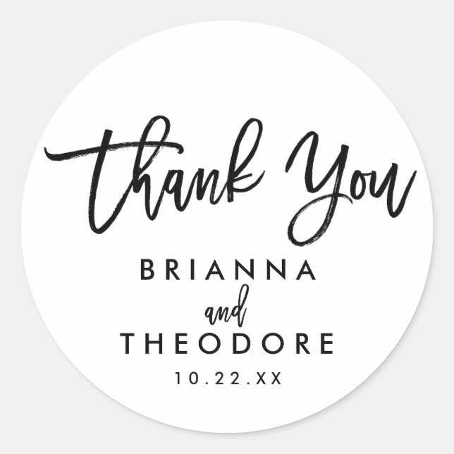 Chic Hand Lettered Wedding Thank You Favour Label (Front)