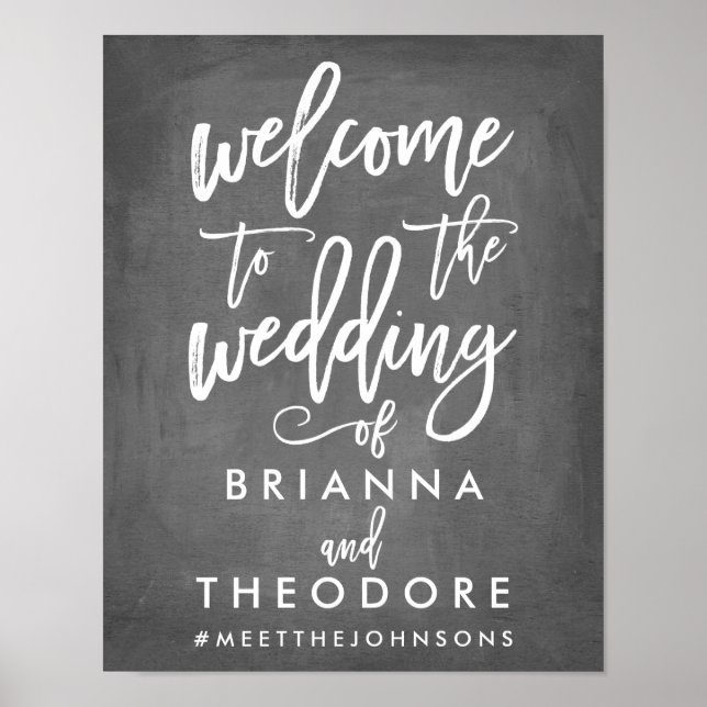Chic Hand Lettered Wedding Welcome Sign (Front)