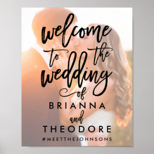 Chic Hand Lettered Wedding Welcome Sign Black