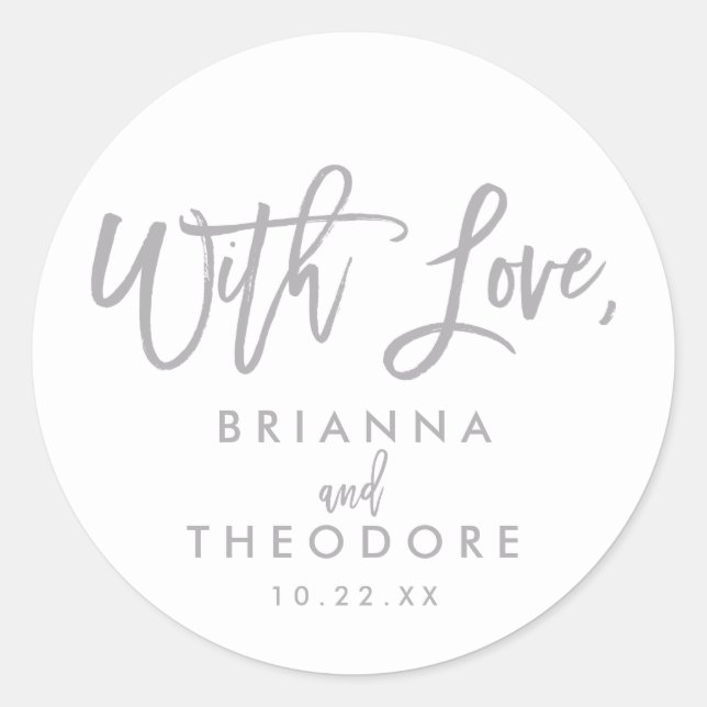 Chic Hand Lettered Wedding With Love Favour Label (Front)