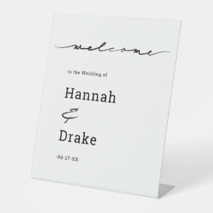 Chic Hand Lettered Welcome To The Wedding Pedestal Sign