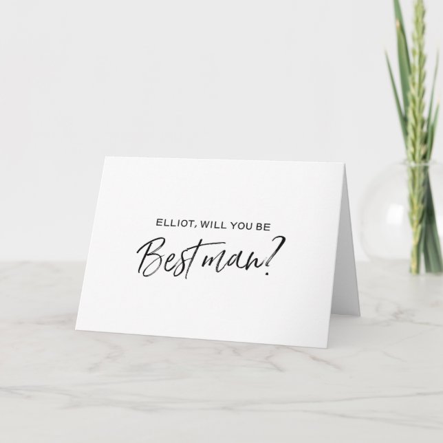 Chic Hand lettered Will you be my best man Invitation (Front)