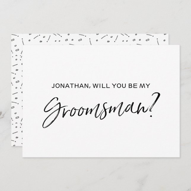 Chic Hand lettered "Will you be my groomsman" Invitation (Front/Back)