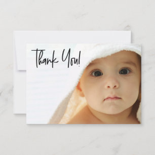 Chic Handlettering Baby Girl Photo baby shower Thank You Card