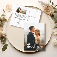 Chic handlettering photo wedding thank you