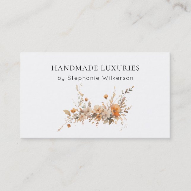 Chic Handmade Elegant Floral Business Card (Front)
