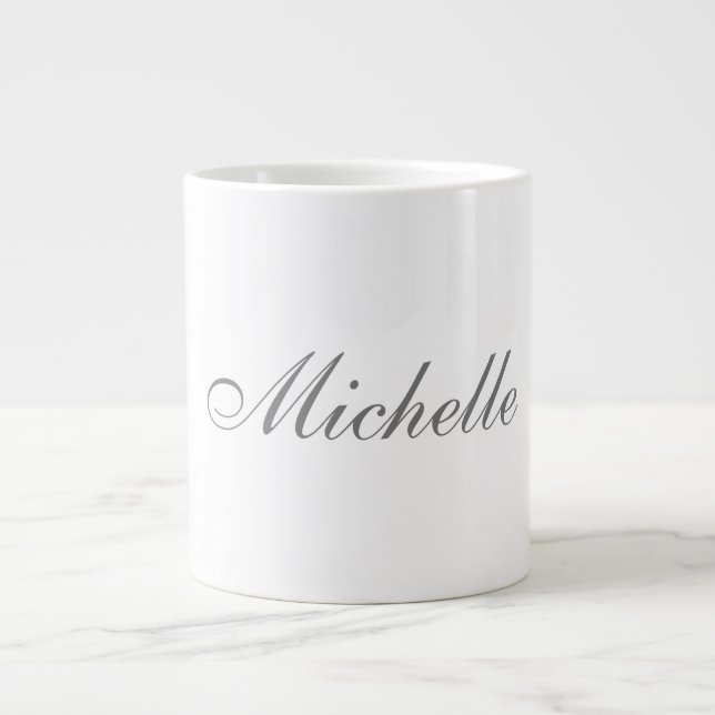 Chic Handwriting Classical Plain Minimalist Large Coffee Mug (Front)
