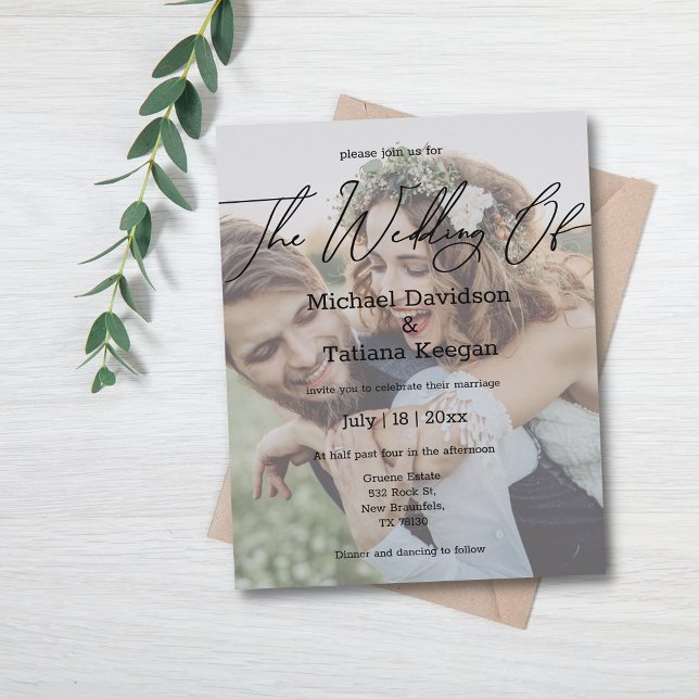 chic handwriting couple photo wedding invitation (Creator Uploaded)