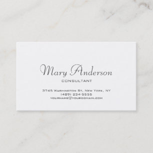 Chic Handwriting Script White Trendy Business Card
