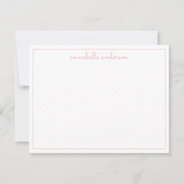 Chic Handwritten Blush Pink Girly Script Border Card (Front)