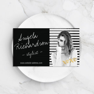 Chic Handwritten Fashion Stylist Actor Model Photo Business Card