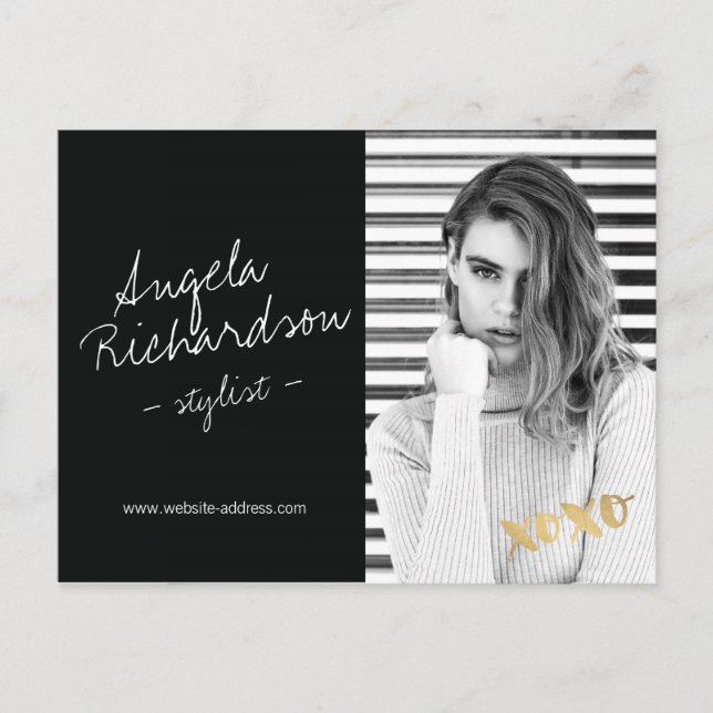 Chic Handwritten Fashion Stylist Actor Model Photo Postcard (Front)