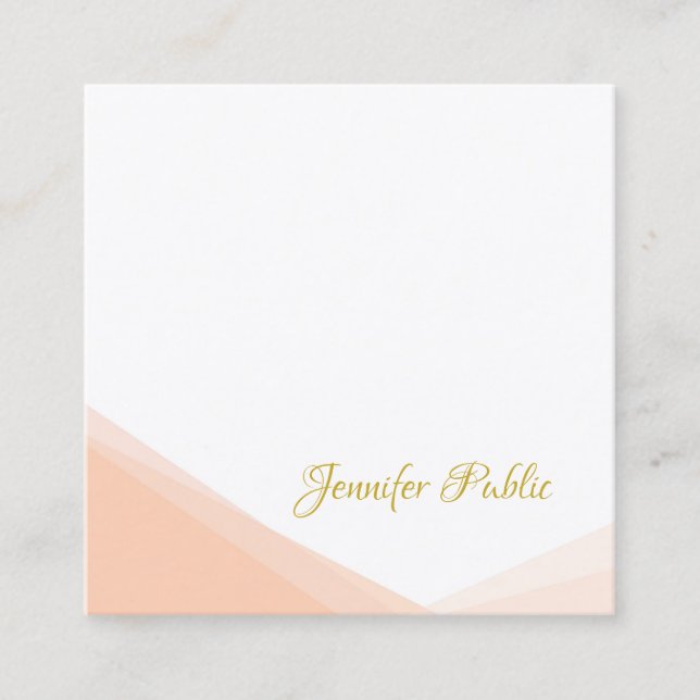Chic Handwritten Gold Name Professional Template Square Business Card (Front)