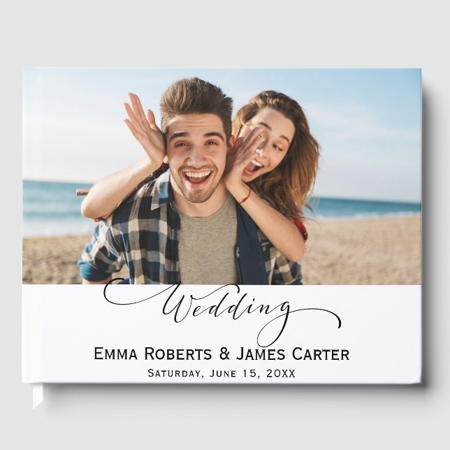 Chic Handwritten Photo Guest Book (Front)