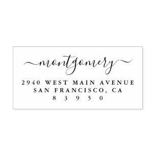 Chic Handwritten Script Family Name Return Address Rubber Stamp