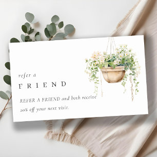 Chic Hanging Floral House Plants Refer A Friend Business Card