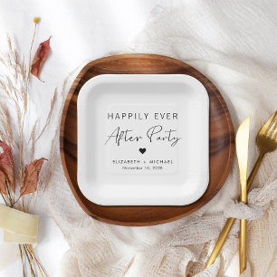 Chic Happily Ever After Party Wedding Reception Paper Plate