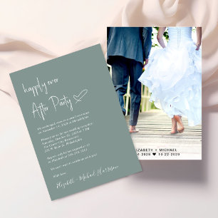 Chic Happily Ever After Photo Wedding Reception Invitation