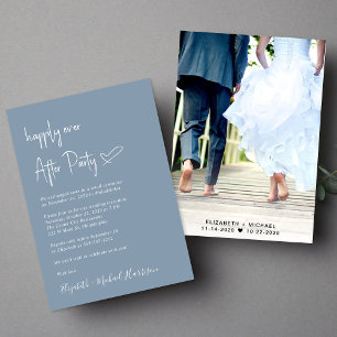Chic Happily Ever After Photo Wedding Reception Invitation