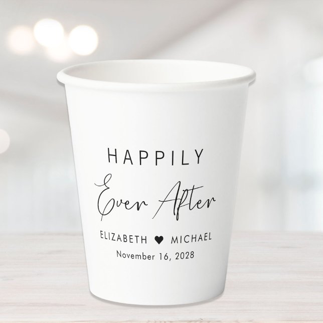 Chic Happily Ever After Wedding Paper Cups (Creator Uploaded)