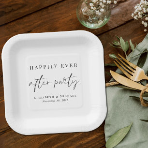 Chic Happily Ever After Wedding Reception Paper Plate