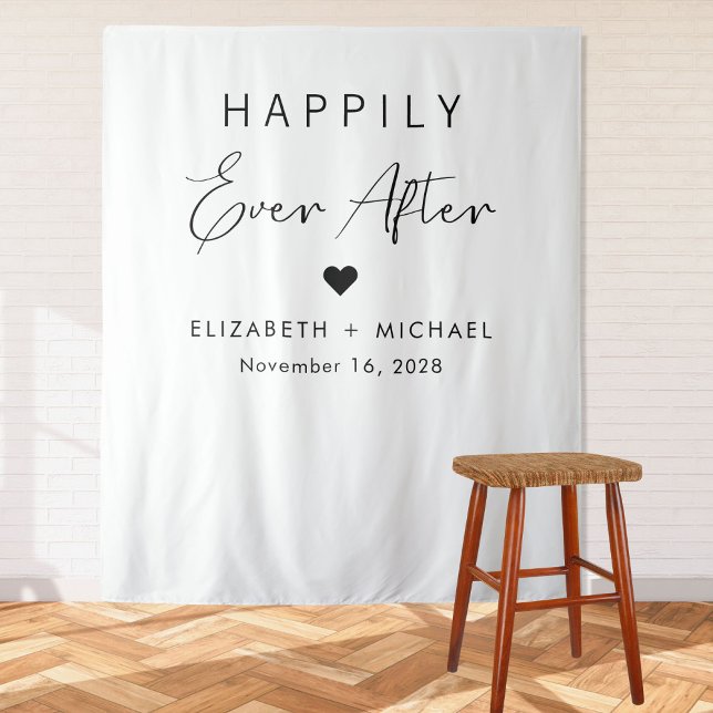 Chic Happily Ever After Wedding Tapestry (Creator Uploaded)