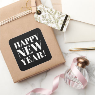Chic Happy New Year party favour stickers and seal