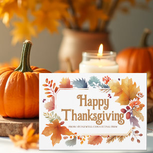 Chic Happy Thanksgiving Customised Company Holiday Card