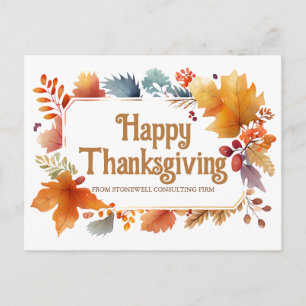 Chic Happy Thanksgiving Customised Company Holiday Postcard