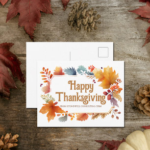 Chic Happy Thanksgiving Customised Company Holiday Postcard