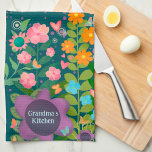 Chic Happy Trendy Purple Floral Custom Stylish  Tea Towel<br><div class="desc">Chic Custom Floral Heart Pattern Modern kitchen towel. These pretty kitchen towels are perfect to add a pop of colour to your kitchen. Make them uniquely yours by adding your name or favourite quote. Whether you're a seasoned chef or an aspiring home cook, these towels make the perfect companion for...</div>